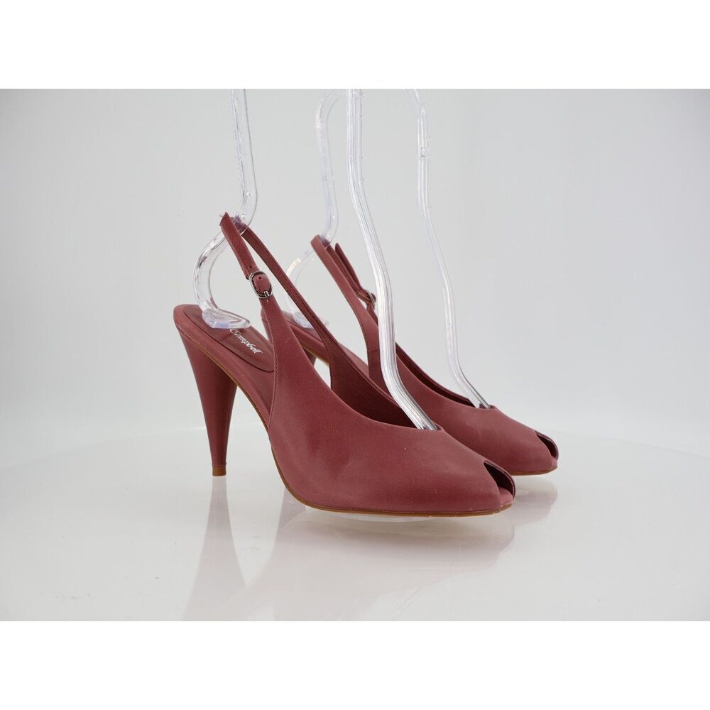 Jeffrey Campbell Snoah Slingback Peep Toe Pump Size 6.5 Burgundy Red Leather